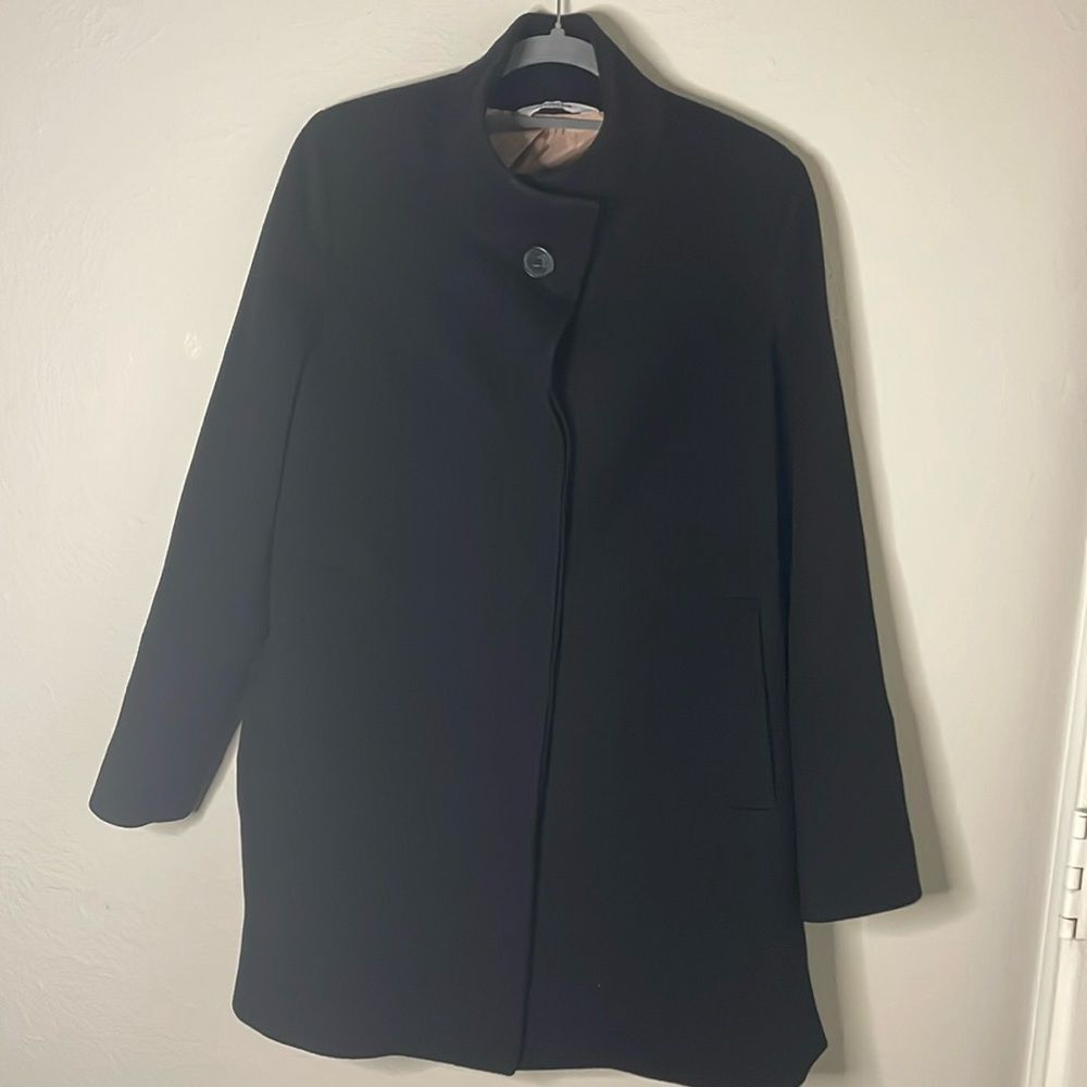 FLEURETTE Stand Collar Wool Car Coat In Black Wool Lined Women's Size 8 $1049